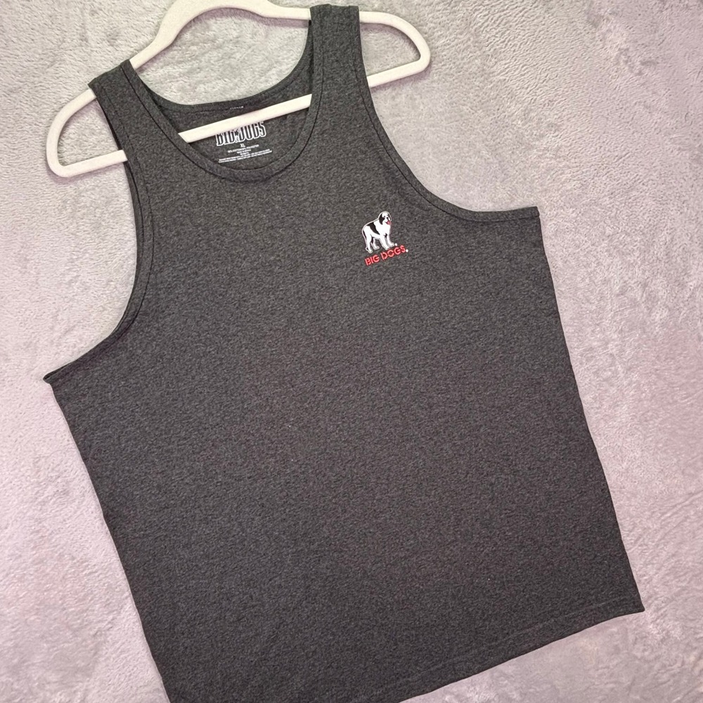 Vtg Big Dogs Mens Tank Top XL Gray Just Do It Tomorrow Graphic Sleeveless Shirt